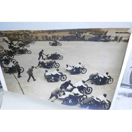 2221 - A collection of twenty-one vintage motorcycle photographs, mainly Norton, some TT and Brooklands, in... 