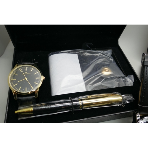 2230 - A boxed Phillipe Reveur wristwatch, pen and wallet set, a Daniel Hechter wristwatch and an Antaris t... 