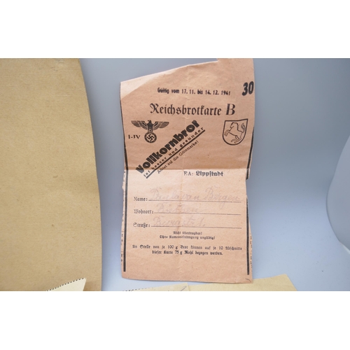 2240 - German World War II ephemera including an identification document, 'Kennkarte'