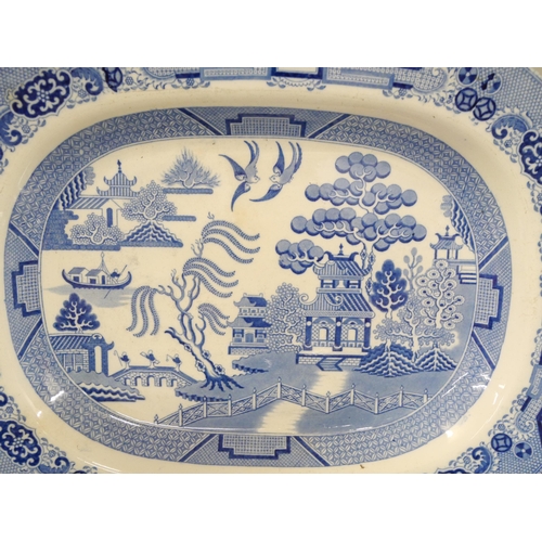 2269 - Three blue and white Willow pattern meat plates **PLEASE NOTE THIS LOT IS NOT ELIGIBLE FOR IN-HOUSE ... 