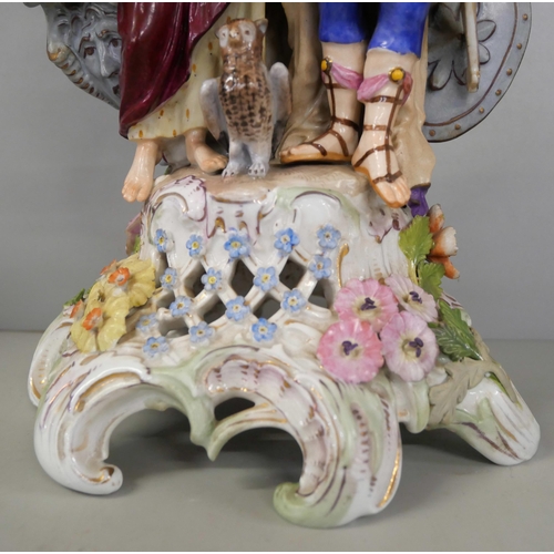 2272 - A German porcelain figural candlestick, a/f