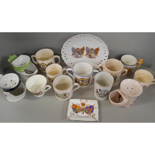 2282 - A collection of Royalty commemorative items dating from Edward VII onwards and three shaving mugs **... 