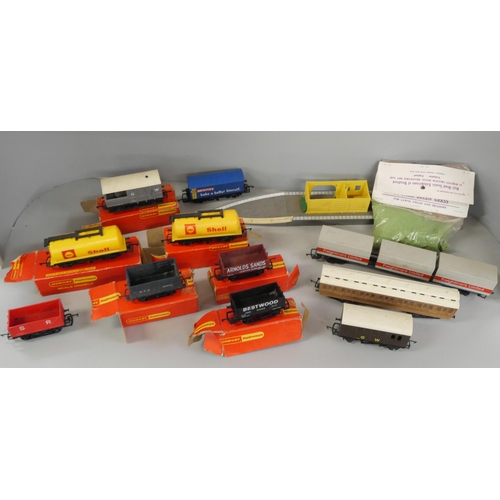 2301 - A collection of model rail, OO gauge Hornby including boxed wagons, accessories, track, power contro... 