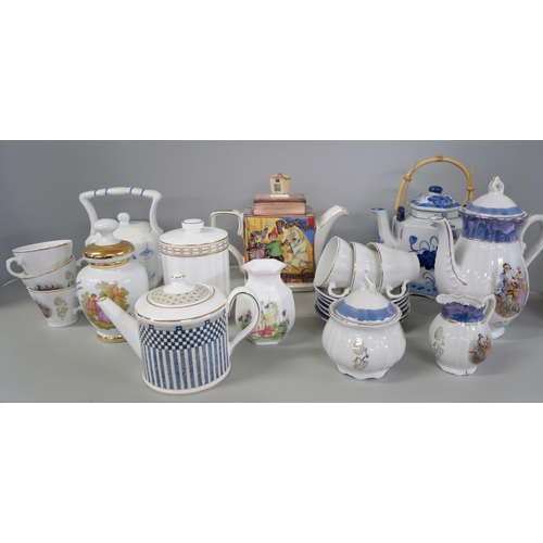 2324 - A collection of teapots and miniature coffee set and a Wedgwood teapot and Minton jar **PLEASE NOTE ... 