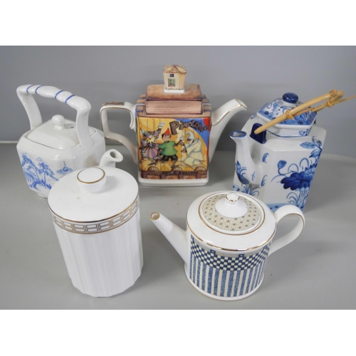 2324 - A collection of teapots and miniature coffee set and a Wedgwood teapot and Minton jar **PLEASE NOTE ... 