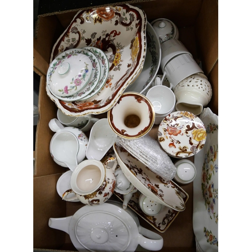 2326 - Two Portmeirion tureens, Worcester Evesham, Mason's Brown Velvet and other decorative china, two box... 