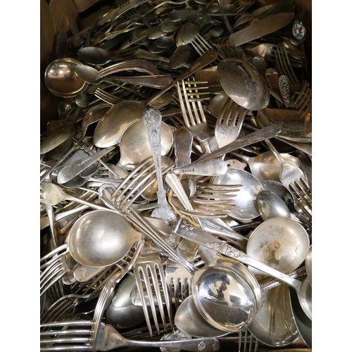 2328 - A box of plated flatware and a box of silver plate, etc (2) **PLEASE NOTE THIS LOT IS NOT ELIGIBLE F... 