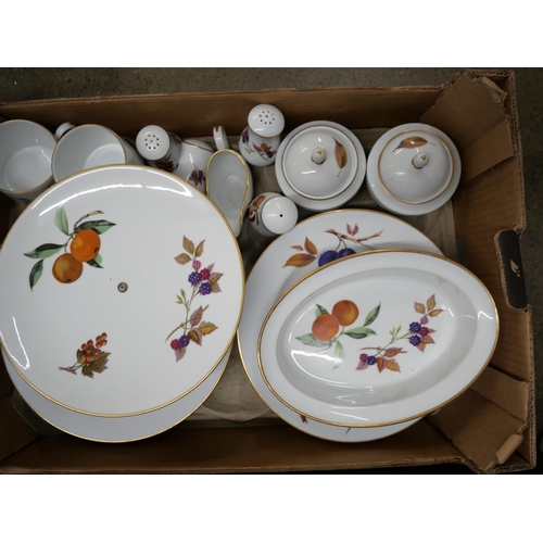 2338 - A large collection of Royal Worcester Evesham kitchenware including a dinner service, gravy boat, cu... 