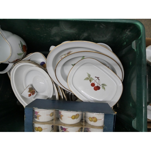 2338 - A large collection of Royal Worcester Evesham kitchenware including a dinner service, gravy boat, cu... 