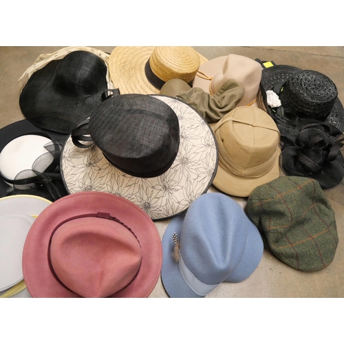 2340 - A large box of lady's special occasion/wedding hats and a man's flat cap **PLEASE NOTE THIS LOT IS N... 