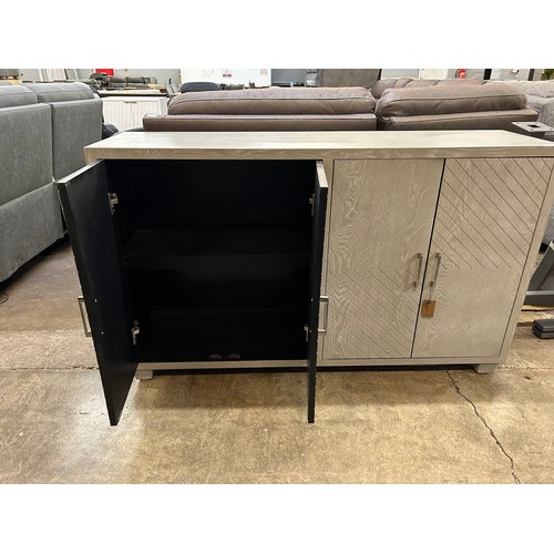 3159 - A large grey sideboard with chevron detailing