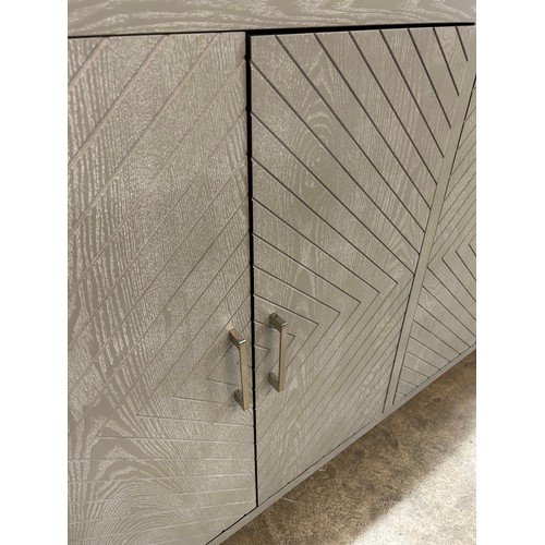 3159 - A large grey sideboard with chevron detailing