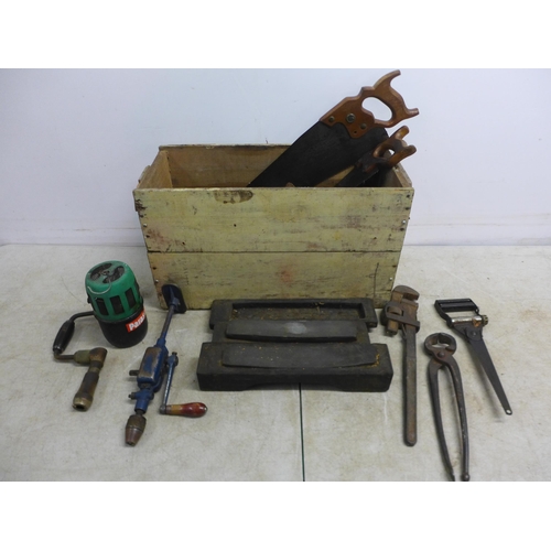 5060 - A large quantity of assorted toolboxes and tools including hand drills, sharpening stones, brace dri... 