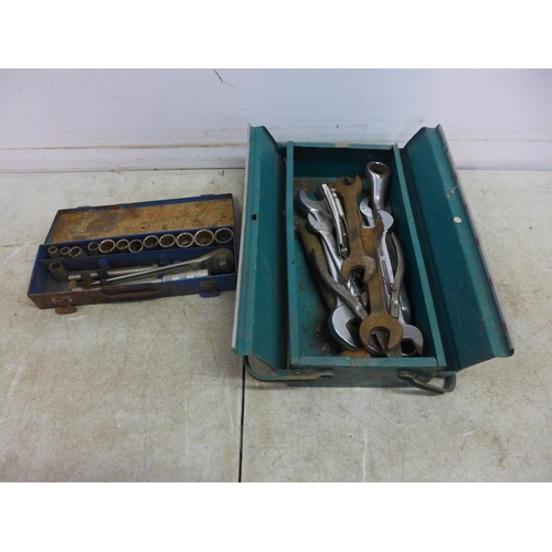 5060 - A large quantity of assorted toolboxes and tools including hand drills, sharpening stones, brace dri... 