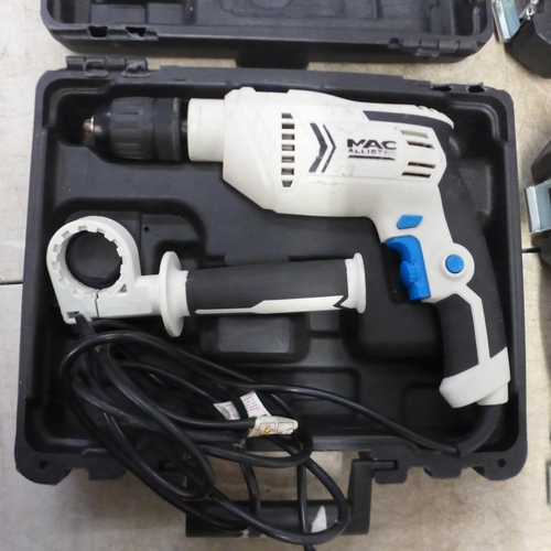 5067 - 2 Titan Heat Guns, cased, plus a Titan 600W hammer drill, unused