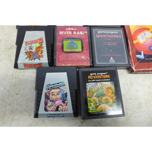 5089 - An Atari 2600 Vader games console with controllers, manuals and 9 games including Spiderman, Amidar,... 