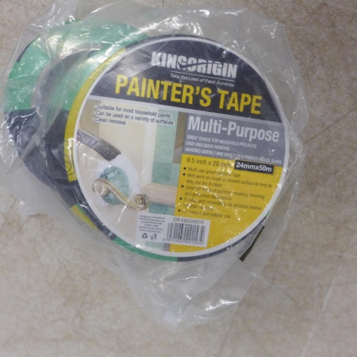 5119 - A box of Amazon lashing straps, 3 reels of Kingorigin painter's/decorators tape, 2 boxes of orbital ... 