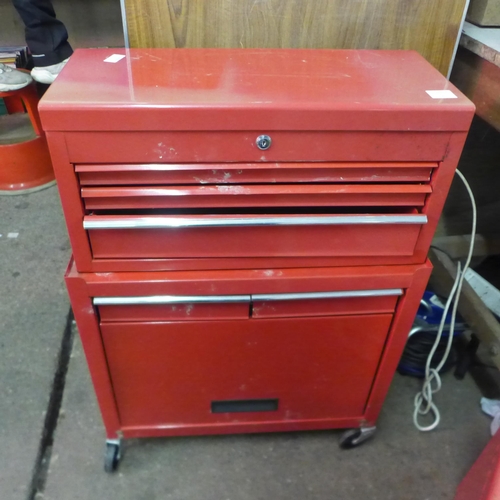 5122 - 2 red metal tool chests, Wisco 6 drawer and an unbranded 4 drawer and cabinet trolley