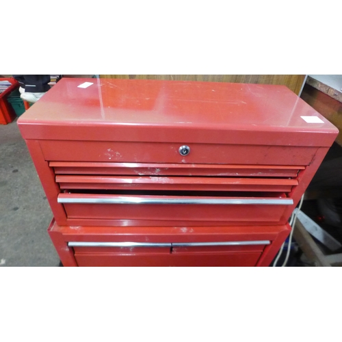 5122 - 2 red metal tool chests, Wisco 6 drawer and an unbranded 4 drawer and cabinet trolley