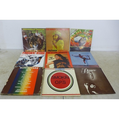 5134A - A box of mostly rock and reggae LPs including Bob Marley, Roxy Music, The Doors, Traffic, Al Stewart... 