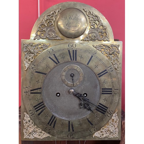 88 - A 19th Century flame mahogany 8-day longcase clock, the brass dial D. Catlin, Lynn