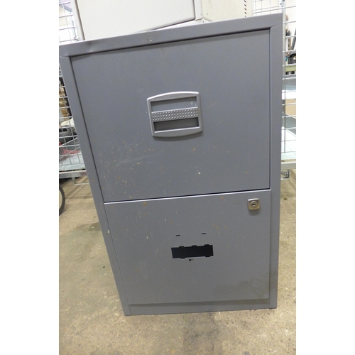 5216 - A two draw filing cabinet and a steel lockable box with key