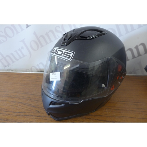 5250 - A protective motorcycle cover, an MDS motorcycle helmet, a pair of boots and a pair of gloves