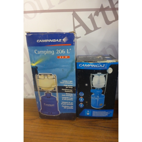 5255 - A large quantity of camping equipment including Camping Gaz butane gas lamps, a Coleman electronic c... 