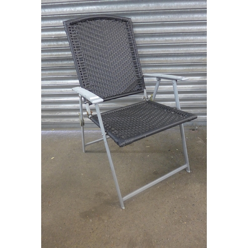 5270 - 2 metal and wicker effect folding garden chairs