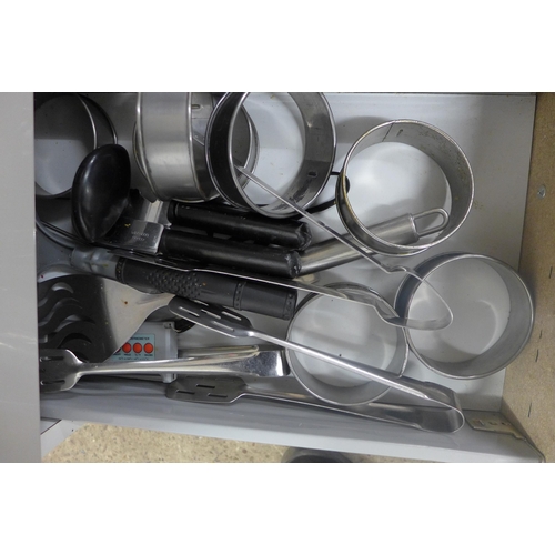 5271 - A 3 Draw unit of mainly knifes forks spoons and other kitchen items