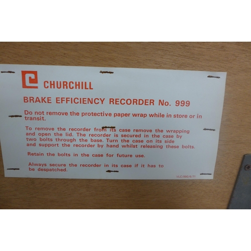 5312 - A Churchill brake efficiency recorder with instructions and test cards