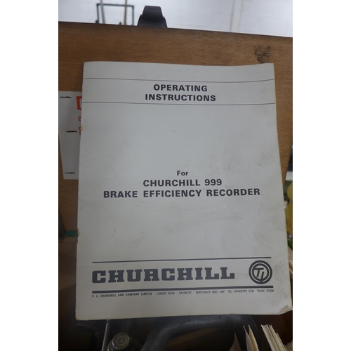 5312 - A Churchill brake efficiency recorder with instructions and test cards