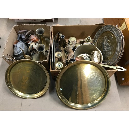 265 - Assorted brassware, including; chargers, candle stands, animal figures, etc.