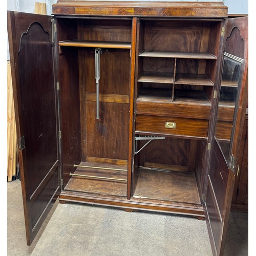 229 - A Victorian mahogany and figured walnut wardrobe