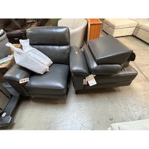 3207 - 2x Fletcher grey leather sofa parts (4217-11) *This lot is subject to Vat