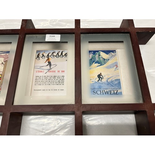 3165 - A set of two Alpine pictures in a crosshatch frames