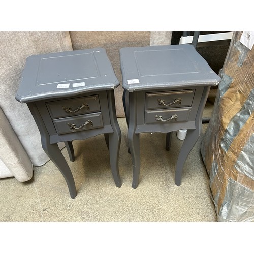 3221 - A pair of grey bedside tables