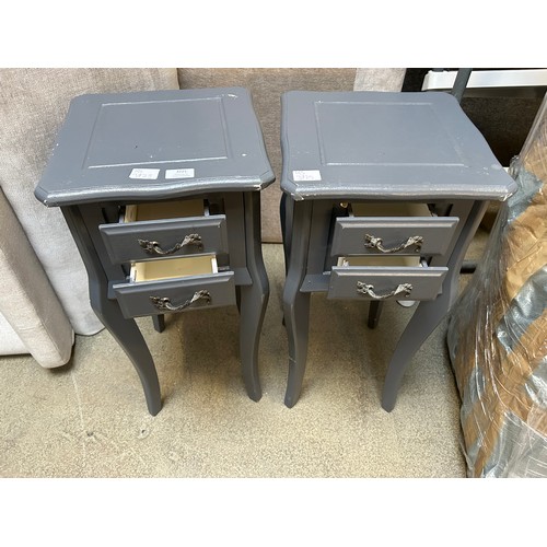 3221 - A pair of grey bedside tables