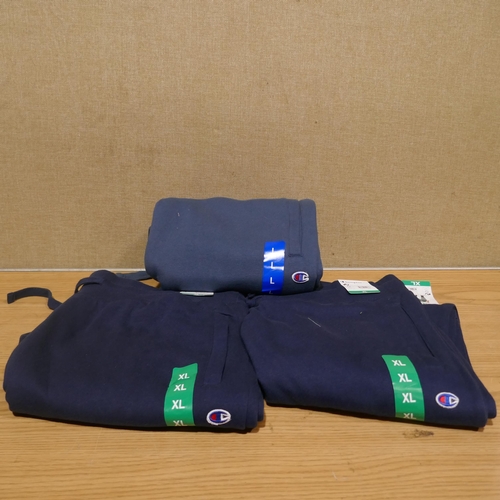 6150 - Champion mens joggers x 5 in blue. Various sizes (340) *This lot is subject to Vat