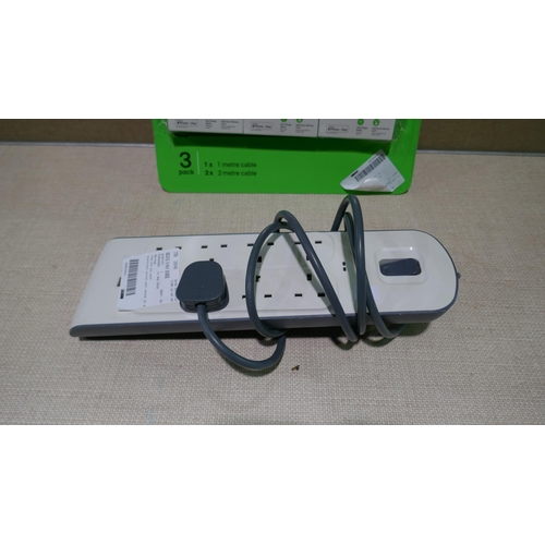 6078 - Belkin Surge Protector 8 Socket Extention Lead and Belkin Silicone Cables (345-271,611) *This lot is... 