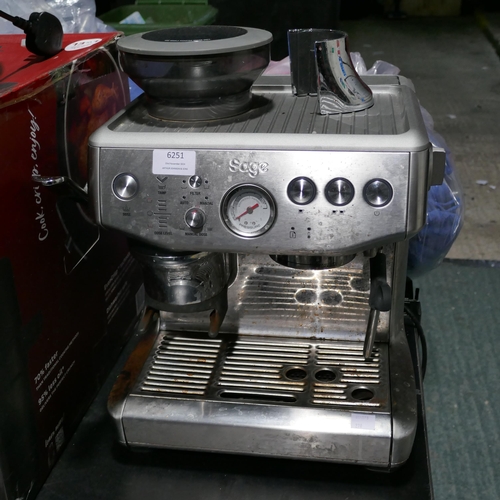 6251 - Sage Barista Impress Express Coffee Machine - model no - Ses876Bss4Guk1, Original RRP £539.99 + Vat ... 