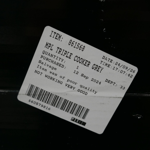 6258 - MPL Triple Grey Slow Cooker (345-615) *This lot is subject to Vat