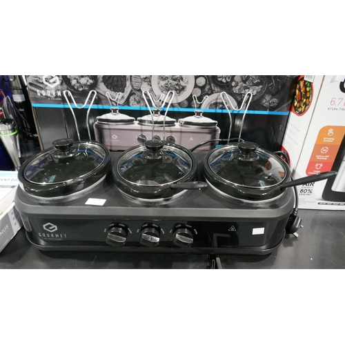 6258 - MPL Triple Grey Slow Cooker (345-615) *This lot is subject to Vat