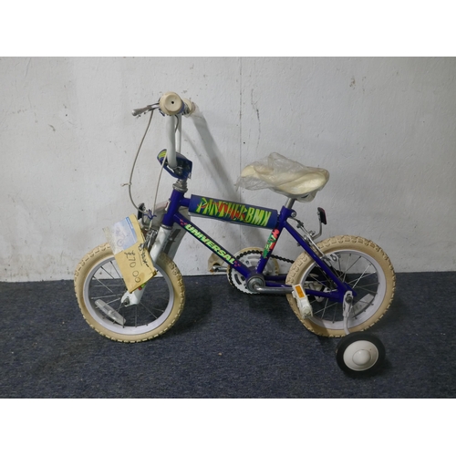 8027 - A Universal Cycles Panther small childs BMX bike with stabilisers and a Townsend Skipper small child... 