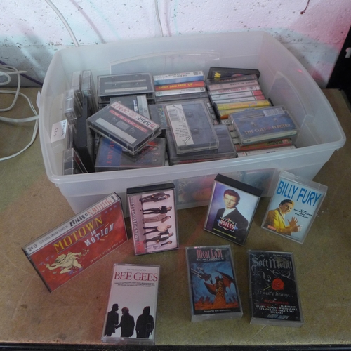 5111 - A box of approximately 60 cassette taps including Def Leppard, Rainbow, Bon Jovi, Meatloaf, etc.