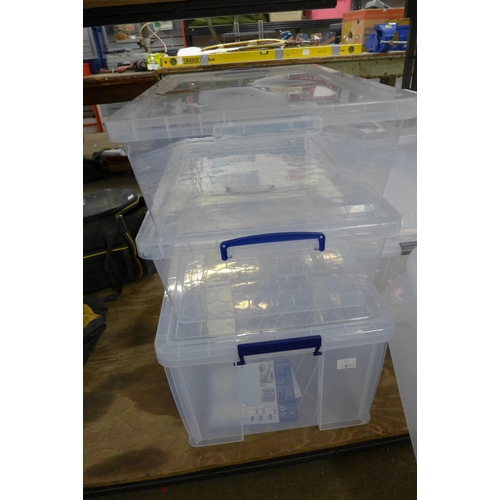 5256 - Three storage containers and lids (2 x 35 litres and 1 x 45 litre)