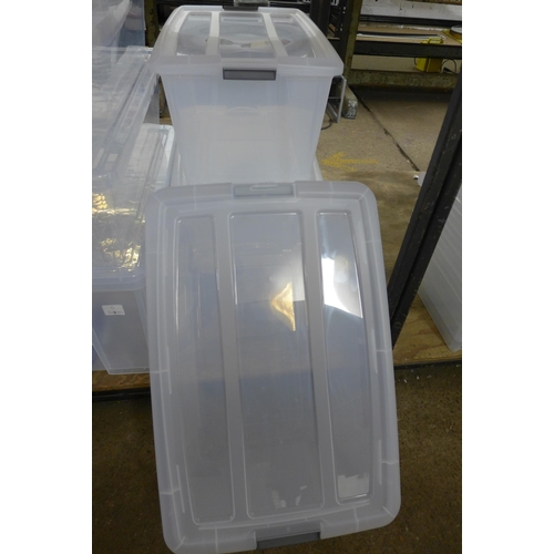 5257 - Three 43 litre storage containers and lids