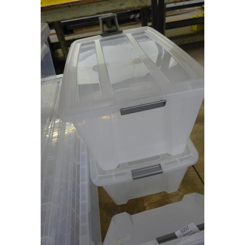 5257 - Three 43 litre storage containers and lids