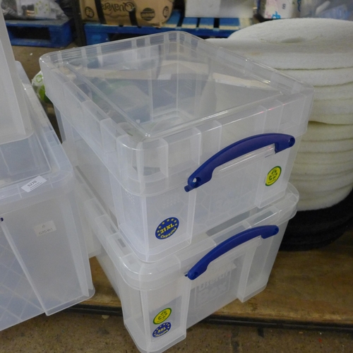 5270 - 4 x storage containers and lids (1 x 85 litre, 1 x 36 litre, 1 x 35 litre, 1 x 21 litre)