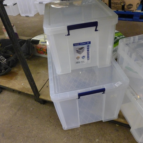 5270 - 4 x storage containers and lids (1 x 85 litre, 1 x 36 litre, 1 x 35 litre, 1 x 21 litre)